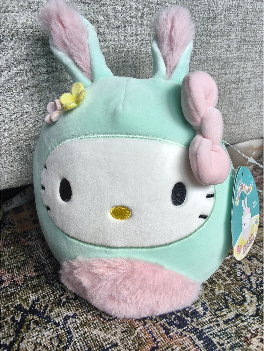 Hello Kitty Squishmallow Plush Toy Easter Bunny Costume, Soft 8" NWT
